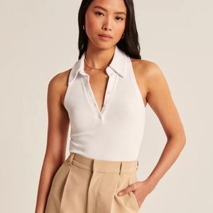 Abercrombie & Fitch White Sleeveless Bodysuit